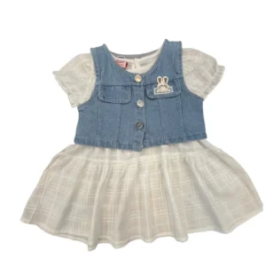 CG-4 Baby girl pink lace frock design Pakistan with front bow detail.