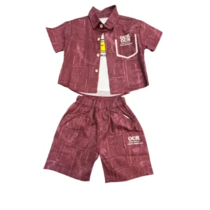 CB-6 Boys summer outfits Pakistan dinosaur print tee and light blue shorts set.