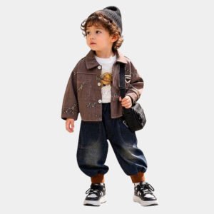 Boys Casual Plaid Shirt & Denim Outfit